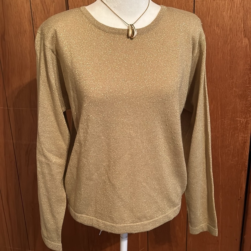 Women’s Gold Shimmer Knit Sweater | Sz S